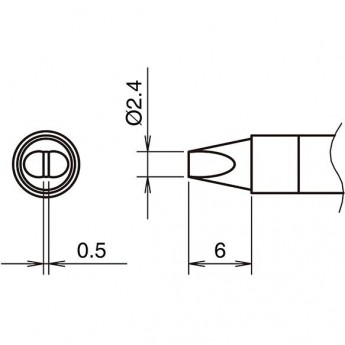Жало для паяльника HAKKO T39 клиновидное ⌀2.4×0.5×6 мм 13A000844