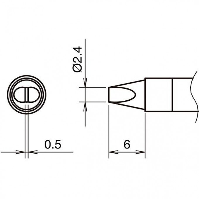 Жало для паяльника HAKKO T39 клиновидное ⌀2.4×0.5×6 мм 13A000844
