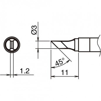 Жало для паяльника HAKKO T39 KU косой нож Ø3×1.2×11 мм 45° 13A000861