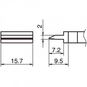 Жало для паяльника HAKKO T39 прямое лезвие 2x7.2x9.5x15.7 мм 13A000863