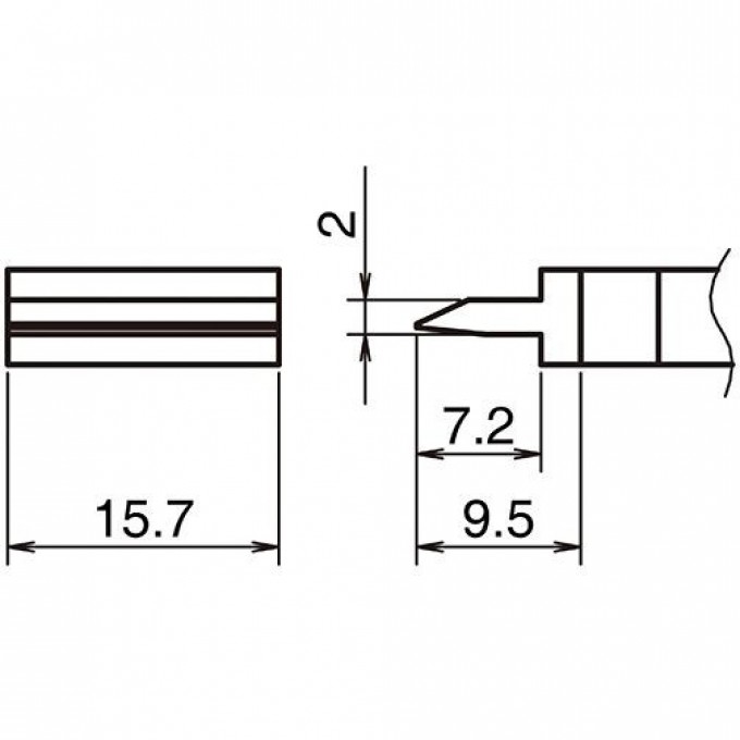 Жало для паяльника HAKKO T39 прямое лезвие 2x7.2x9.5x15.7 мм 13A000863