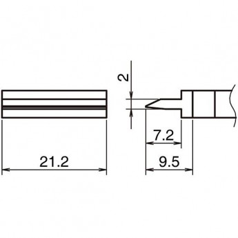 Жало для паяльника HAKKO T39 прямое лезвие 2x7.2x9.5x21.2 мм 13A000864
