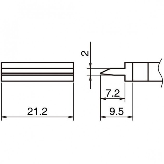 Жало для паяльника HAKKO T39 прямое лезвие 2x7.2x9.5x21.2 мм 13A000864