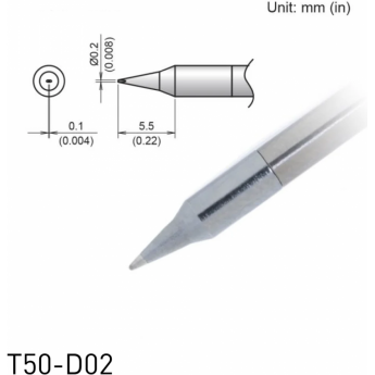 Жало для микропаяльника HAKKO T50 клиновидное ⌀0.2×0.1×5.5 мм 13A000867