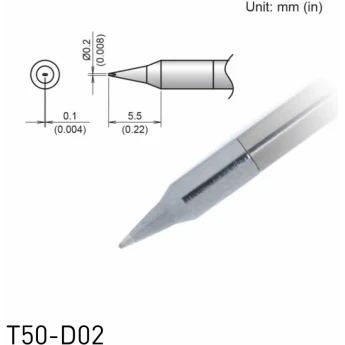 Жало для микропаяльника HAKKO T50 клиновидное ⌀0.2×0.1×5.5 мм 13A000867
