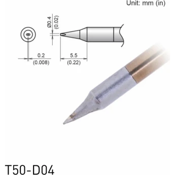 Жало для микропаяльника HAKKO T50 клиновидное ⌀0.4×0.2×5.5 мм 13A000868
