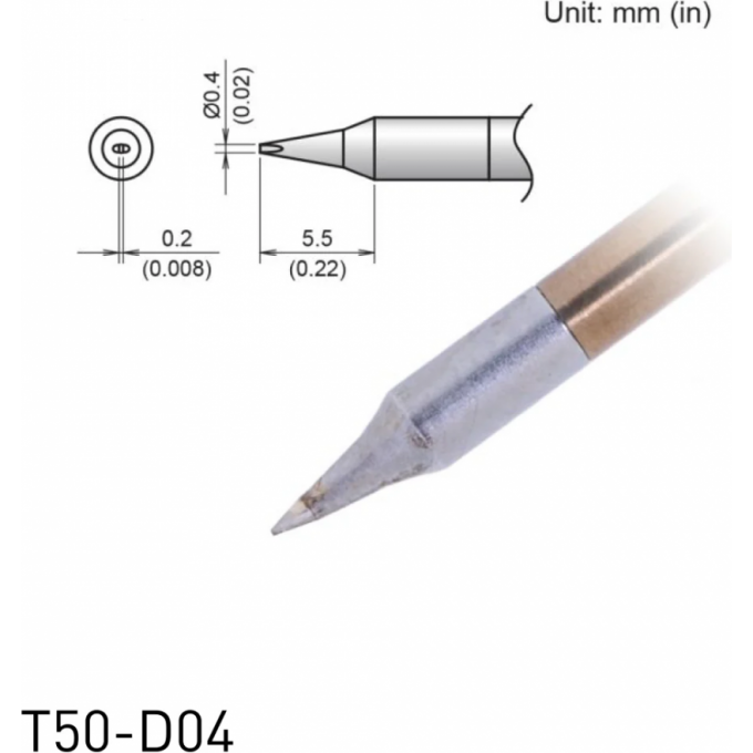 Жало для микропаяльника HAKKO T50 клиновидное ⌀0.4×0.2×5.5 мм 13A000868