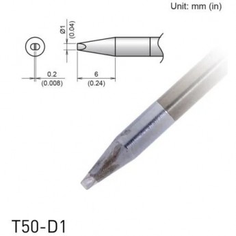 Жало для микропаяльника HAKKO T50D1 клиновидное ⌀1×0.2×6 мм 13A000870
