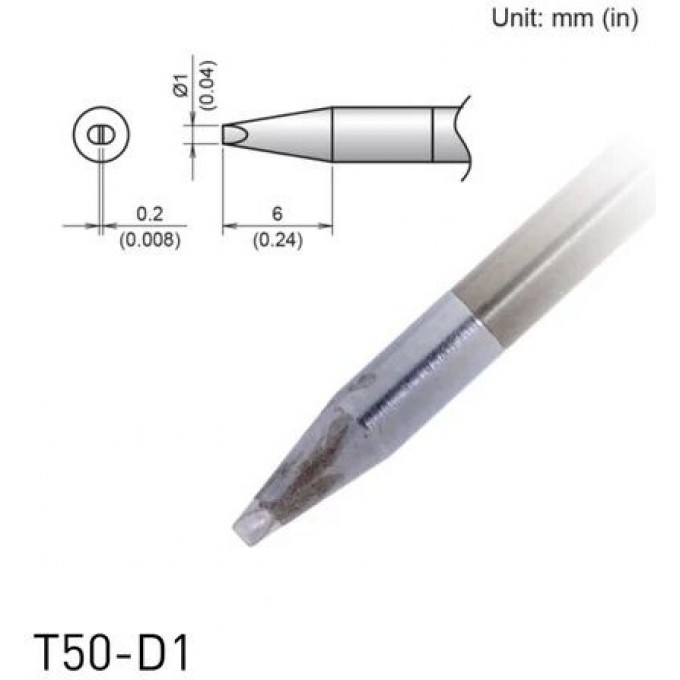 Жало для микропаяльника HAKKO T50D1 клиновидное ⌀1×0.2×6 мм 13A000870