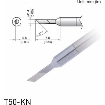 Жало для микропаяльника HAKKO T50KN косой нож ⌀1.4×0.8×8.5 мм 45° 13A000873