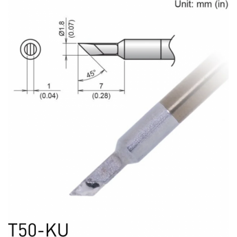 Жало для микропаяльника HAKKO T50KU косой нож ⌀1.8×1×7 мм 45° 13A000874
