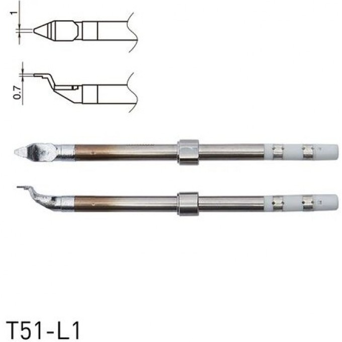 Наконечник HAKKO T51 CHIP для термопинцета FX-9705, 1 × 0.7 мм 13A000877