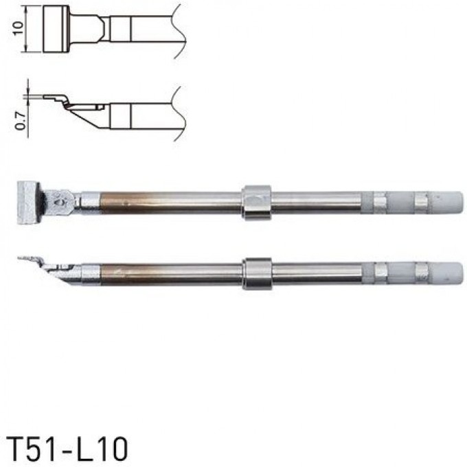 Наконечник HAKKO T51L10 SOP для термопинцета FX-9705, 10 × 0.7 мм 13A000878