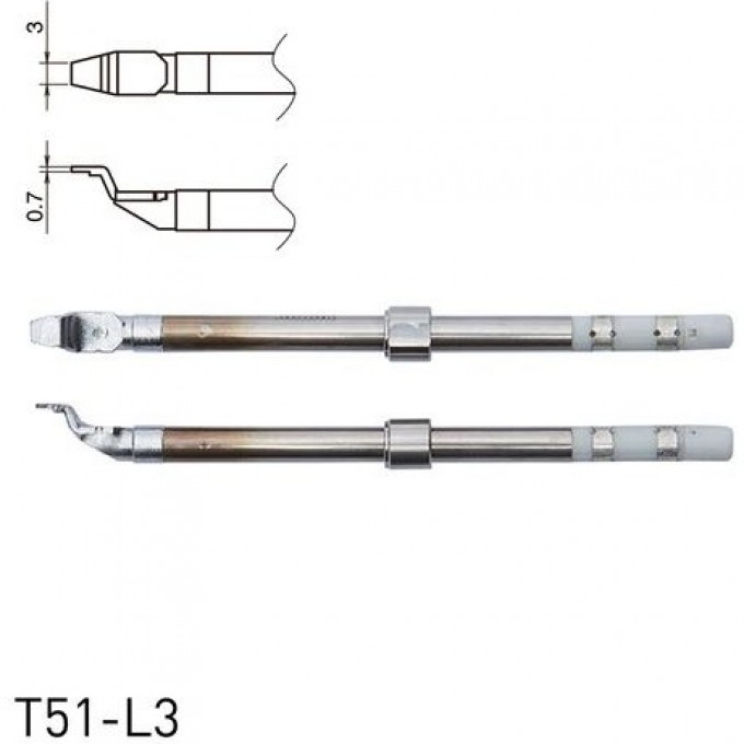 Наконечник для термопинцета HAKKO T51 CHIP 3x0.7 мм 13A000882