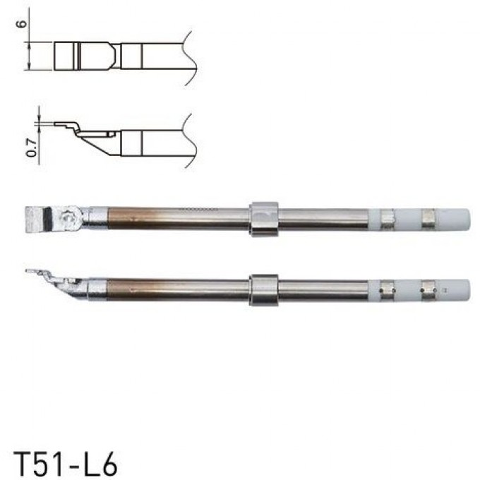 Наконечник HAKKO T51 SOP для термопинцета FX-9705, 6 × 0.7 мм 13A000883