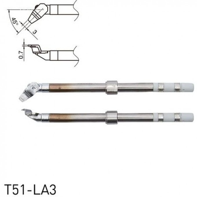 Наконечник для термопинцета HAKKO T51 CHIP 3x0.7 мм 45° 13A000886