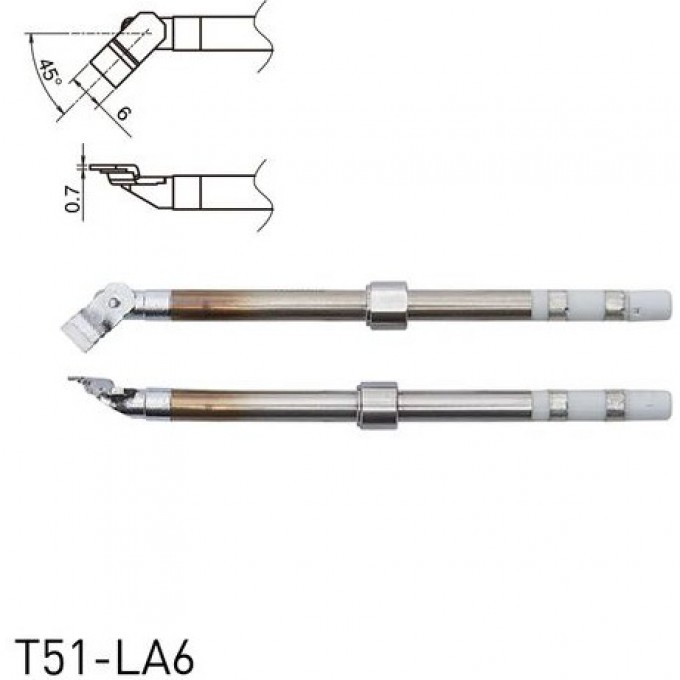 Наконечник HAKKO T51 SOP для термопинцета FX-9705, 6×0.7 мм, угол 45° 13A000887