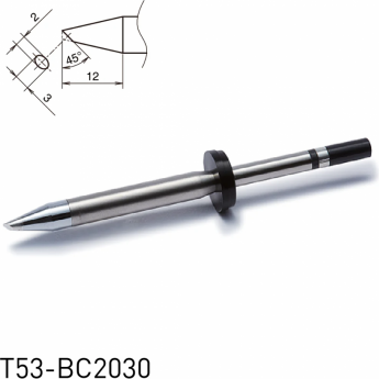 Жало для паяльника HAKKO T53 коническое со скосом ⌀2×3×12 мм 45° 13A000900