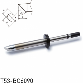 Жало для паяльника HAKKO T53 коническое со скосом ⌀6×6×8 мм 45° 13A000902
