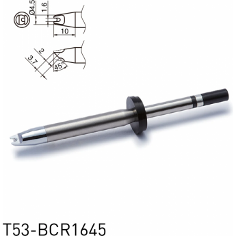 Жало для паяльника HAKKO T53 сложной формы с проушиной ⌀4.5×1.6×10 мм 45° 13A000903
