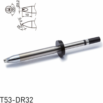 Жало для паяльника HAKKO T53 сложной формы с V-образной канавкой ⌀3.2×0.4×10 мм 25° 13A000909
