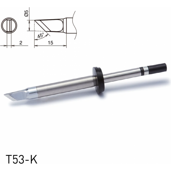 Жало для паяльника HAKKO T53K косой нож ⌀5×2×15 мм 45° 13A000912