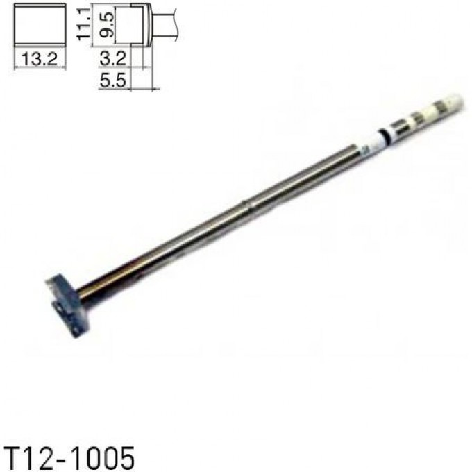 Паяльное жало HAKKO T12 Tunnel для демонтажа П-образное 13.2×9.5×3.2 мм T12-1005