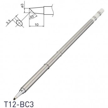 Паяльное жало коническое со скосом HAKKO T12BC3 ⌀3.3×10 мм 45° T12-BC3