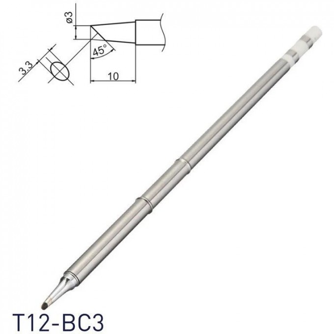 Паяльное жало коническое со скосом HAKKO T12BC3 ⌀3.3×10 мм 45° T12-BC3