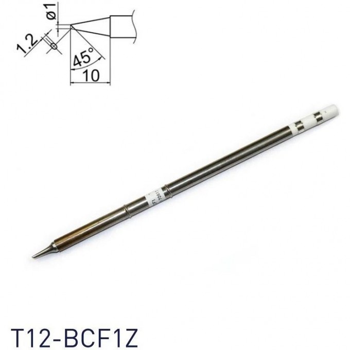 Паяльное жало коническое со скосом HAKKO T12 ⌀1.2×10 мм 45° T12-BCF1Z