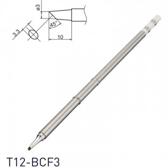 Паяльное жало коническое со скосом HAKKO T12 Серия ⌀3.3×10 мм 45° T12-BCF3