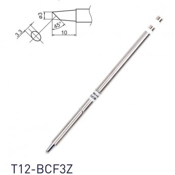 Паяльное жало коническое со скосом HAKKO T12 Серия ⌀3.3×10мм 45° T12-BCF3Z
