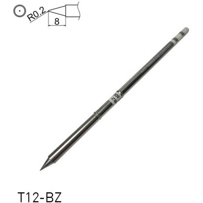 Паяльное жало коническое HAKKO T12 Серия T12BZ ⌀0.2 × 8 мм T12-BZ