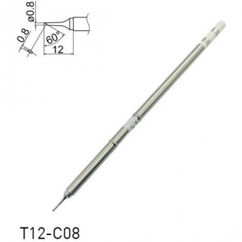 Паяльное жало коническое со скосом HAKKO T12 ⌀0.8×12 мм 60° T12-C08