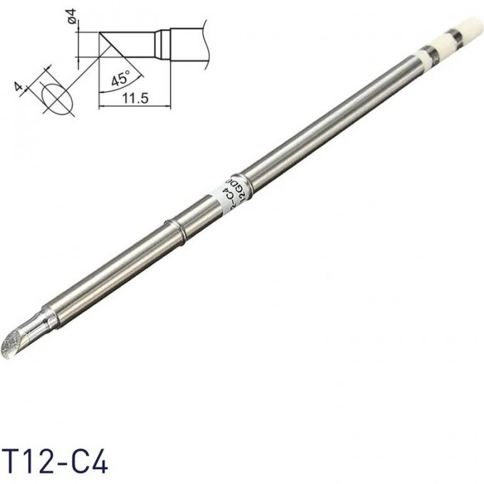 Паяльное жало коническое со скосом HAKKO T12C4 ⌀4×11.5 мм 45° T12-C4