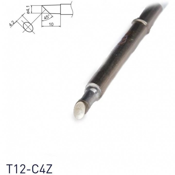 Паяльное жало коническое со скосом HAKKO T12 Серия ⌀4.2×10 мм 45° T12-C4Z