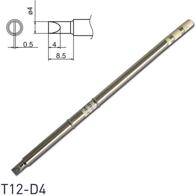 Паяльное жало клиновидное HAKKO T12 Серия T12D4 0.5×4 мм T12-D4