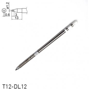 Паяльное жало клиновидное HAKKO T12 Серия 0.6×3 мм T12-DL12