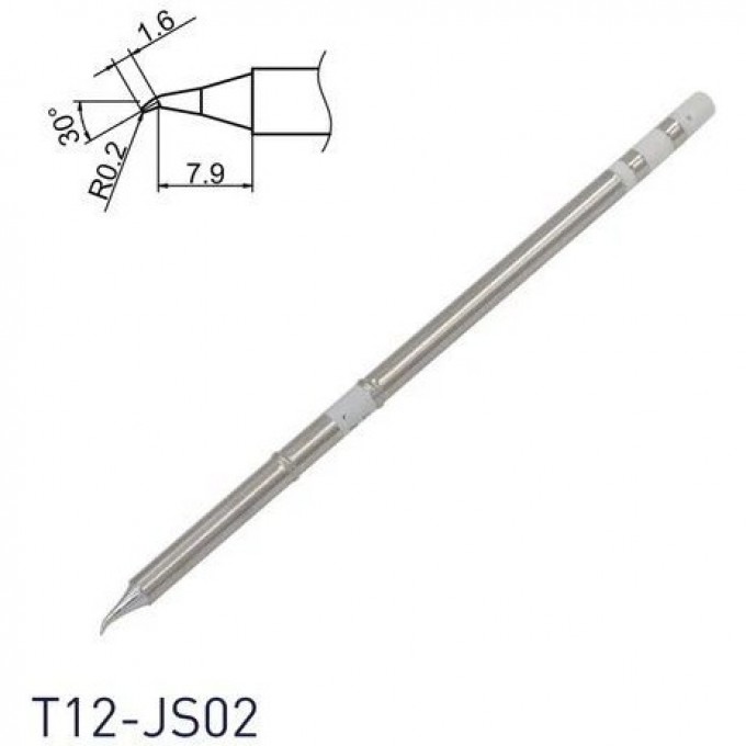 Паяльное жало коническое изогнутое HAKKO 1.6×7.9 мм 30° T12-JS02