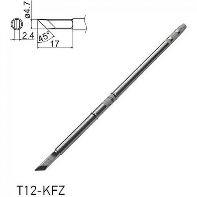 Паяльное жало косой нож HAKKO T12 Серия ⌀4.7×2.4×17 мм 45° T12-KFZ