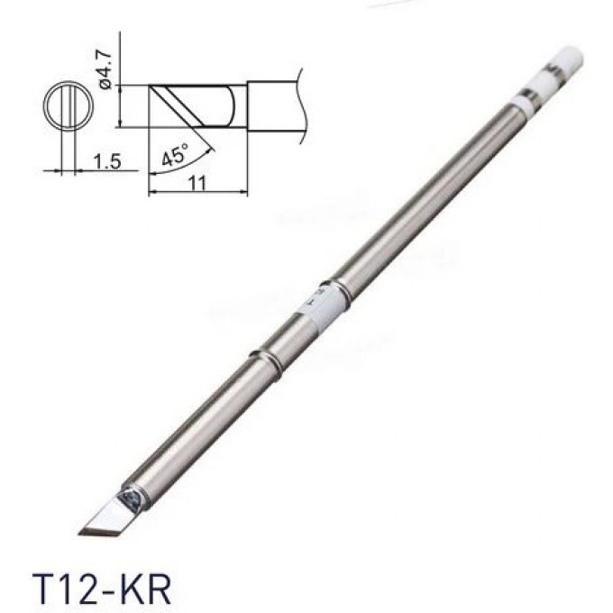 Паяльное жало косой нож HAKKO T12 Серия T12KR ⌀4.7×1.5×11 мм 45° T12-KR