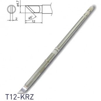 Паяльное жало косой нож HAKKO T12 с рабочей частью ⌀4.7×2×12 мм и углом скоса 45° T12-KRZ