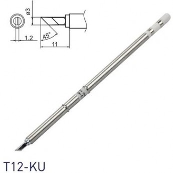 Паяльное жало косой нож HAKKO Серия T12 ⌀3×1.2×11 мм 45° T12-KU