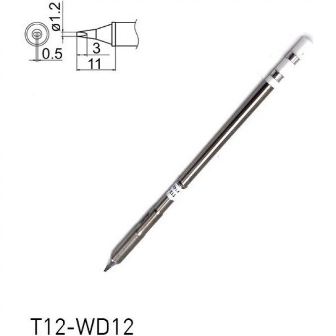 Паяльное жало клиновидное HAKKO T12 Серия 0.5×3 мм T12-WD12