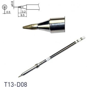 Жало для паяльника клиновидное HAKKO T13 Серия ⌀0.8×9.5 мм, 0.5×3.2 мм T13-D08