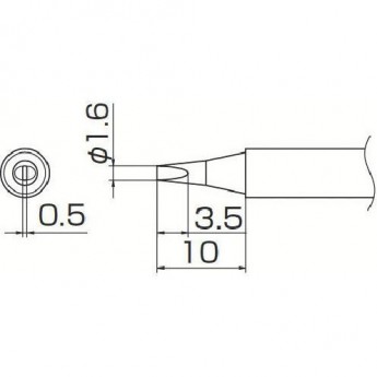 Жало для паяльника HAKKO T13 клиновидное ⌀1.6×10 мм, 0.5×3.5 мм T13-D16