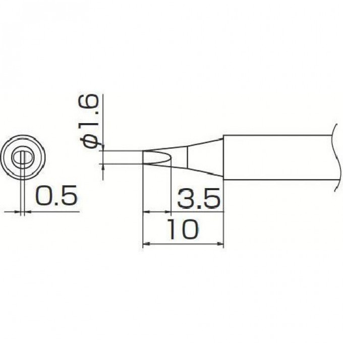 Жало для паяльника HAKKO T13 клиновидное ⌀1.6×10 мм, 0.5×3.5 мм T13-D16