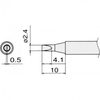 Жало для паяльника клиновидное HAKKO T13 Серия ⌀2.4×10 мм, 0.5×4.1 мм T13-D24