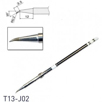 Жало для паяльника коническое изогнутое HAKKO T13 R0.2 × 3.5 × 12 мм 30° T13-J02