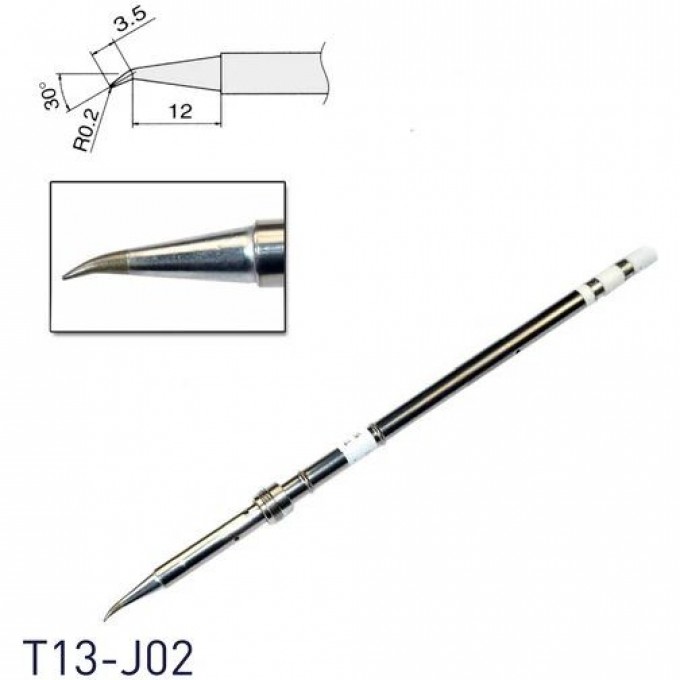 Жало для паяльника коническое изогнутое HAKKO T13 R0.2 × 3.5 × 12 мм 30° T13-J02